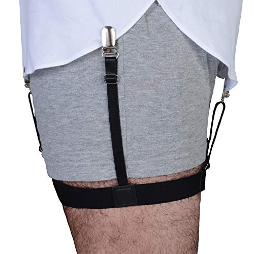 Adjustable Shirt Garters with Locking, Non-Slip Clips (1-Pair) For Men And Women By Comfy Deluxe - Elastic Shirt Stays With Clip, Easy To Wear & Keep Shirts Tucked In, For All Types Of Shirts