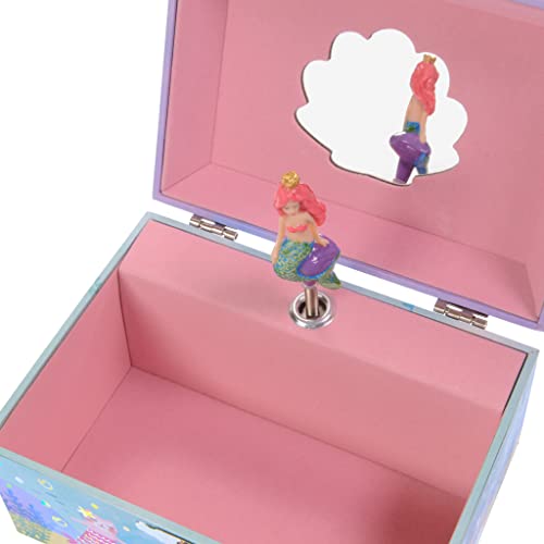 Jewelkeeper Girl's Musical Rainbow Mermaid Jewelry Box, Gold Foil Design, Over the Waves Tune - Musical Jewelry Box