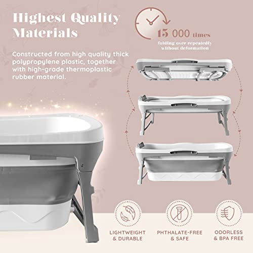 Portable Bathtub for Adult Large 56 Inch Foldable Collapsible Soaking Bath Gray (Does Not Contain All Complete Parts)