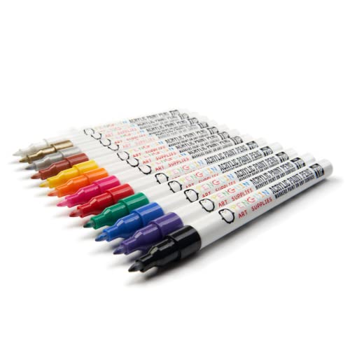  PENGUIN ART SUPPLIES 28 Fine Tip Acrylic Paint Pens - Craft Paint  Markers for Painting Wood, Glass, Rock, Ceramic, Porcelain - Non Toxic Paint  Markers with 0.7mm Tip with Zipper Pouch 