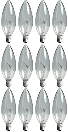 GE Lighting 24779 60-watt 650-Lumen Blunt Tip Light Bulb with Candelabra Base, Crystal Clear, 12-Pack