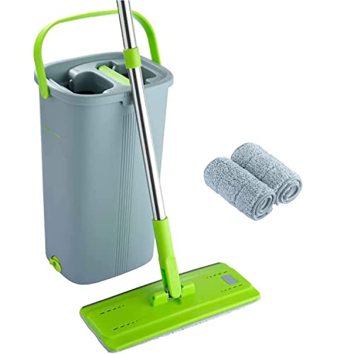 Easygleam New Version Mop and Bucket Set 2 Reusable Pads Dark Green