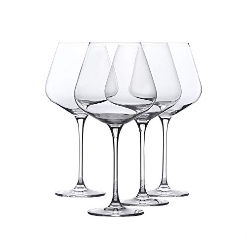 WHOLE HOUSEWARE | Wine Glasses Set of 4 | Hand Blown Italian Style Crystal Clear Glass with Stem | Red Wine Glasses Lead-Free Premium glasses as gift sets (25 oz)