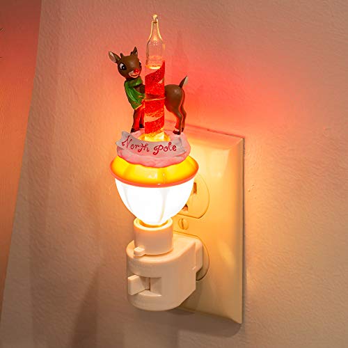 6.7 Inch Tall Rudolph North Pole Bubble Night Light Resin