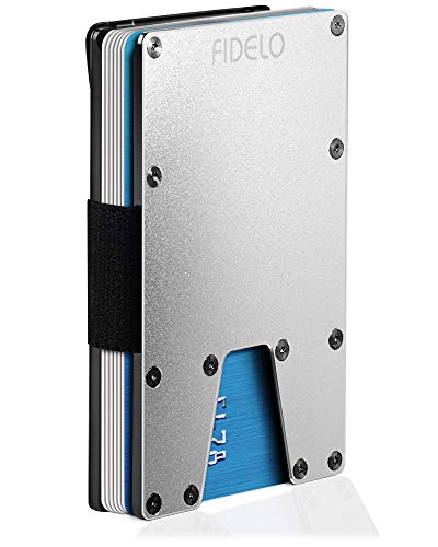 Fidelo Minimalist Wallet for Men  Made of 7075 Aluminum Clips Silver