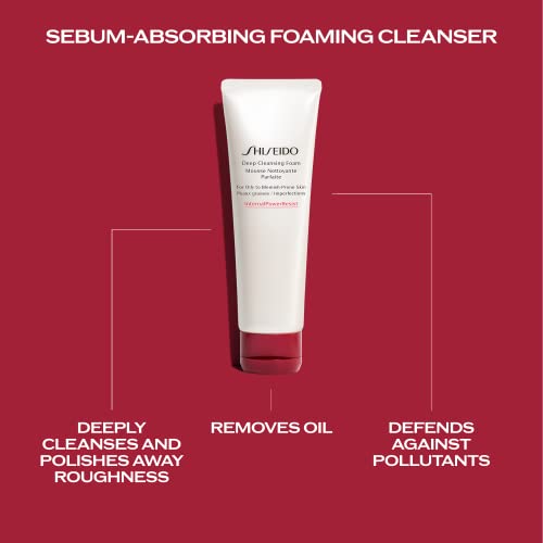 Shiseido Deep Cleansing Foam - 125 mL - Deeply Cleanses & Removes Impurities for a Fresh, Smooth Finish - For Oily to Blemish-Prone Skin