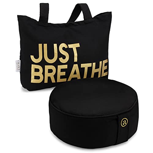 AJNA Meditation Zafu Pillow Velvet Cover Organic Cotton Liner Carry Bag Included