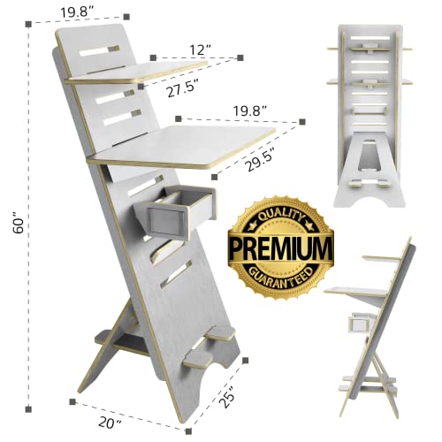 Ecotribe Modern Height Adjustable 2 Tier Desk for Small Spaces Standing Desk