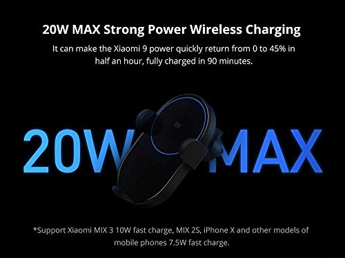 Xiaomi Mi 20W Wireless Car Charger, 20W High Power Flash Charging, Electric Adjustable Handle, Doubled Cooling, Black