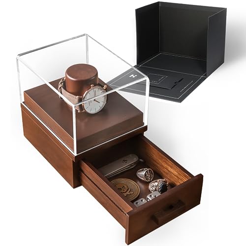 Single Watch Box for Men - Single Watch Display Case with Clear Acrylic Watch Holder