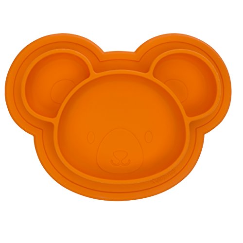 Kushies Siliplate Orange Bear Design Non Slip Silicone Dishwasher Microwave Safe