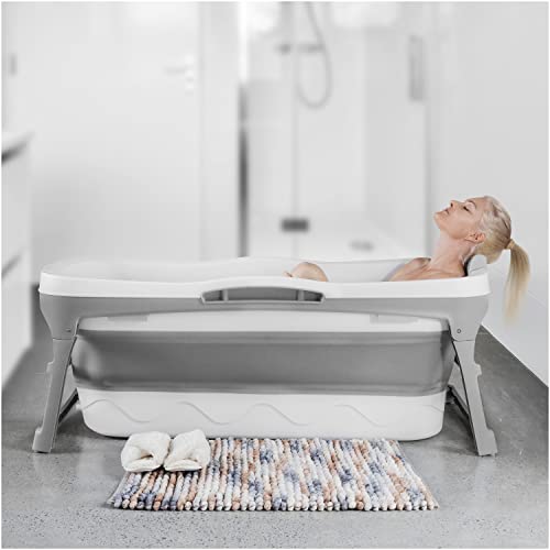 Portable Bathtub for Adult Large 56 Inch Foldable Collapsible Soaking Bath Gray (Does Not Contain All Complete Parts)
