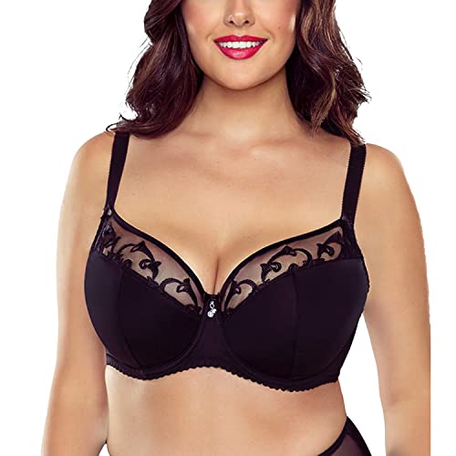 Vivisence Underwired semi Padded Bra with Embroideries 1020 Black 34E