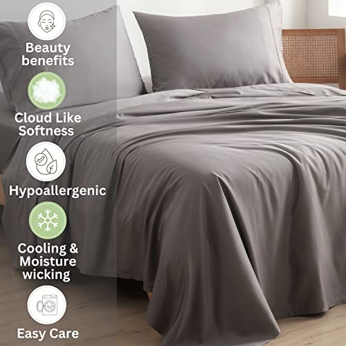 Bamtek 100% Bamboo Sheets Queen Size Bed Soft Luxury Bed Sheets
