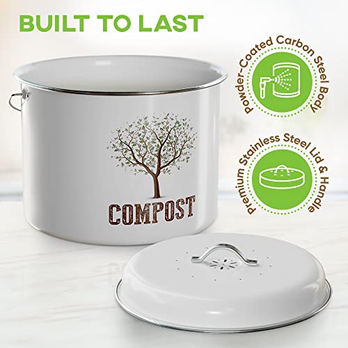 Third Rock Kitchen Compost Bin Countertop 1 Gallon for Kitchen Small