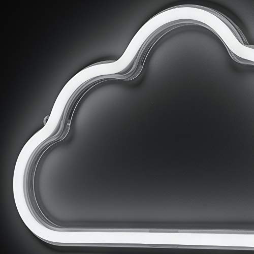Amped & Co Cloud LED Neon Light, Wall Hanging Room Decor cloud, White, 16 x 9.5 inches, 7ft Clear Cord With OnOff Switch, Home Decor LED Neon Signs For Unique Rooms