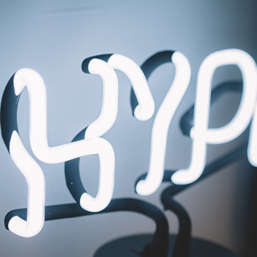 Amped & Co Hype Real Neon Light Novelty Desk Lamp Large 9.6x8.3" White Glow