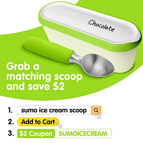 SUMO Ice Cream 1 Containers for Homemade Ice Cream 2.5 Quart Green