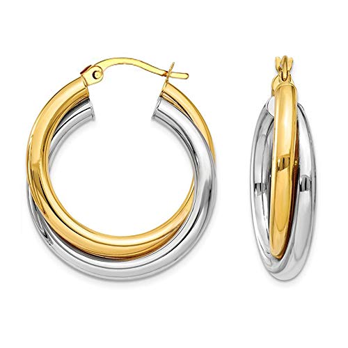 Lecalla Sterling Silver Jewelry Polished Hoop Earrings for Women 28mm