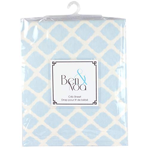 Kushies Soft Cotton Flannel Crib Sheet Made in Canada Blue Lattice