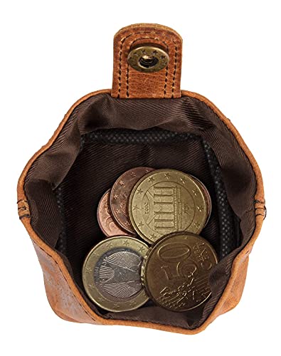 Leather Coin Pouch Change Holder Pocket Wallet Vintage Brown
