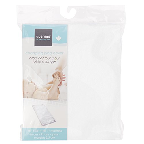 Kushies Changing Pad Cover for 1" pad, 100% Breathable Cotton, Made in Canada, White
