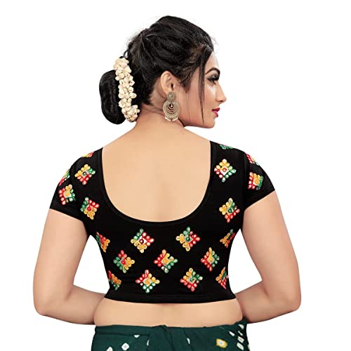 CRAFTSTRIBE Half Sleeve Simple Ready To Wear Indian Top Saree Blouse Ethnic Choli Black