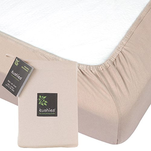 Kushies 100% Organic Jersey Cotton Crib Fitted Sheet Color Mocha