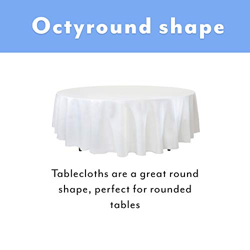 White Paper Table Cloths for Round Tables 82 Inch Octyround Paper 6 Pack