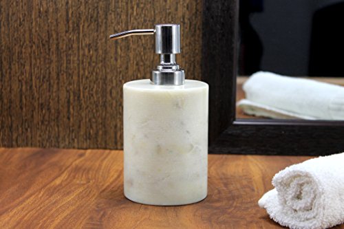 KLEO Marble Soap/Lotion Dispenser - Stone Bathroom Accessories Set Marble Bath Set - White