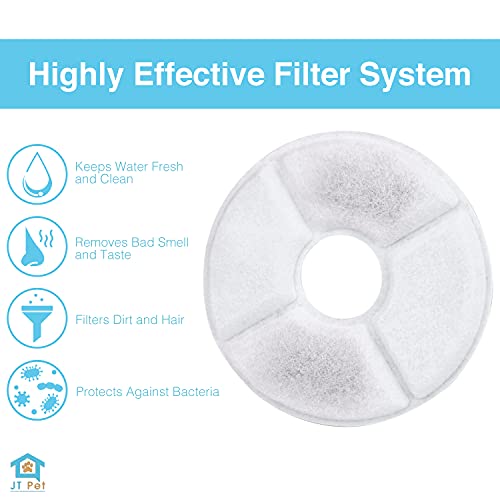 JT Pet Dog and Cat Automatic Fountain Water Bowl Replacement Carbon Filters Pack of 6