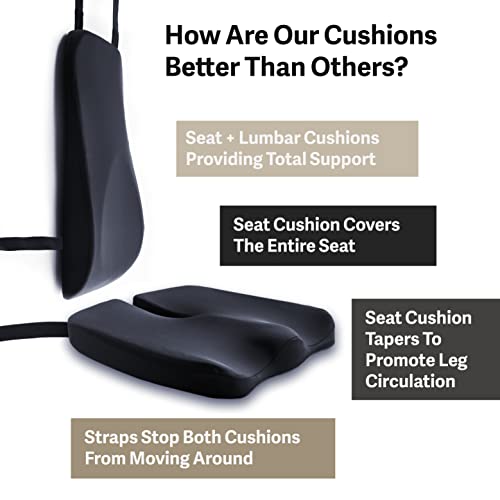 Elmara Car Seat Cushion for Car Seat Driver & Lumbar Support Pillow for Car Combo - Car Pillow for Driving Seat - Lumbar Pillow for Car - Back Pillow for Car - Car Booster Seat for Short Drivers