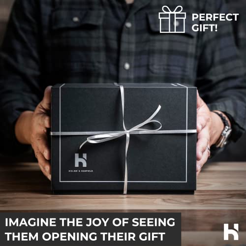 Holme & Hadfield Double Watch Box Fathers Day Gift Sleek Wooden Organizer Black