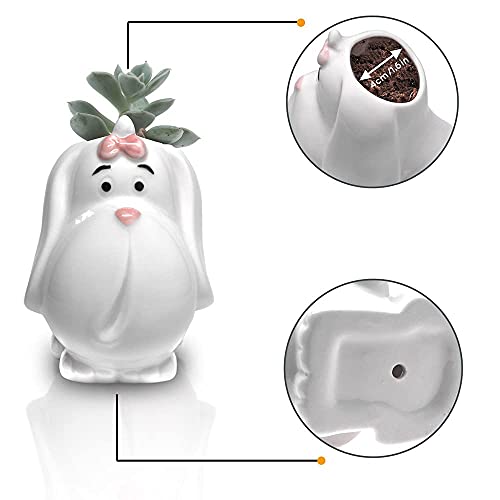 Generic Dog Succulent Planter White Animal Pot With Drainage