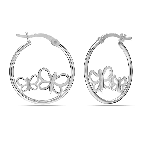 LeCalla Sterling Silver Classic Hoop Earrings Jewelry Earring for Women