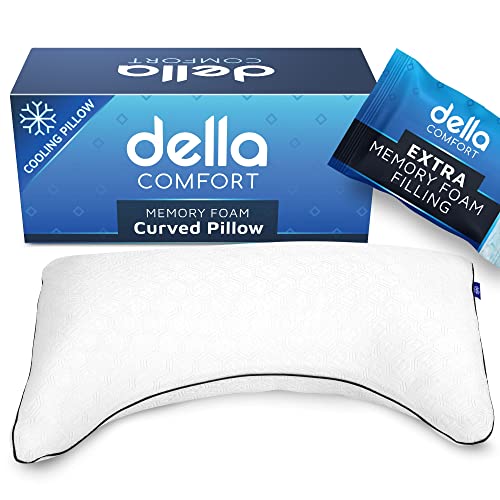 Della Curved Side Sleeper Pillow Ergonomic Design Relief & Cooling Fabri