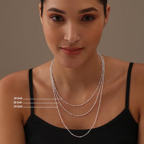 Lecalla Links 925 Sterling Silver Italian Cable Chain Necklace for Teen 16 Inches