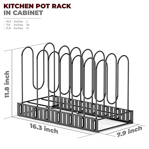 Vdomus Pot Rack Organizer Black Adjustable Height 8 Pots Holder