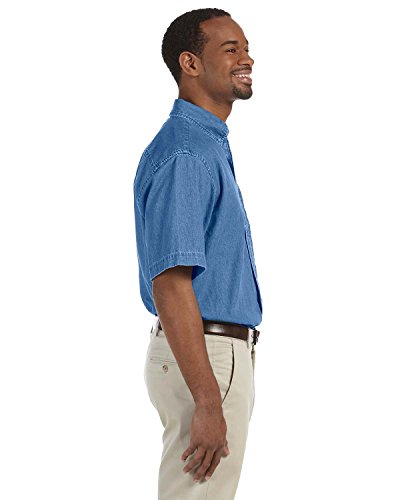 Harriton Men's 6.5 Oz Short-Sleeve Denim Shirt Small Light Denim