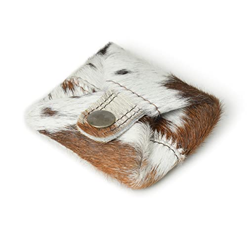 Cowhide Coin Pouch Change Holder Mini Pocket Wallet for Men Women Hairon Leather Cow Print