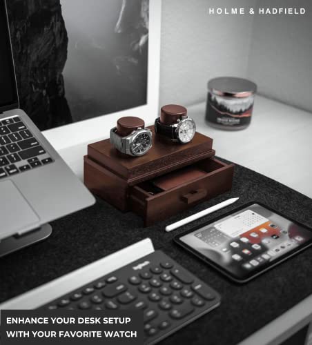 Watch Display Case For Men - Watch Box Organizer For Men With Walnut Finish - Unique Watch Holder For Men Display Stand