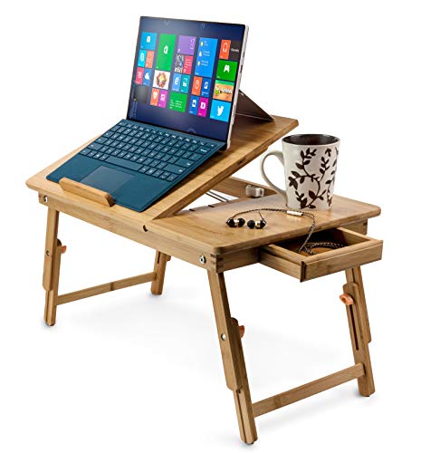 Aleratec Adjustable Laptop Stand Cooling Portable Multi Functional Table Bamboo