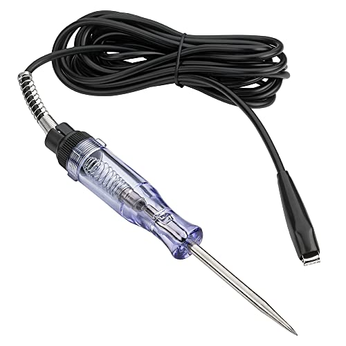 Katzco Voltage Continuity and Current Tester - 6-12 V DC - 24 V AC Circuit - Heavy Duty - Long Probe Tester with Indicator Light - 54 Inch Cord for Low Voltage Systems, Cars, Live Wires, Fuses