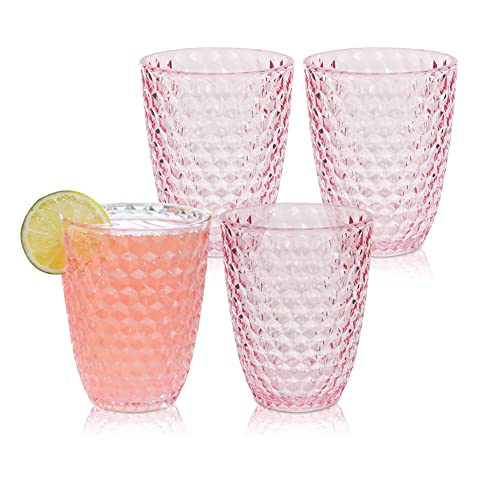 Pink Bellaforte Shatterproof Tritan Plastic Short Unbreakable Glasses