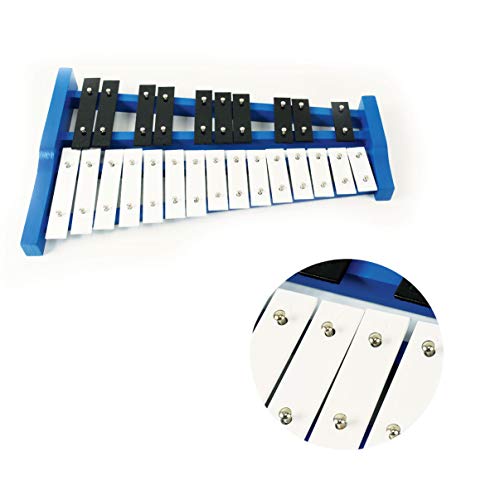 Professional Blue Wooden Soprano Glockenspiel Xylophone with 25 Metal Keys for Adults & Kids - Includes 2 Plastic Beaters