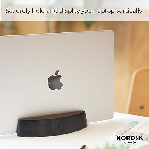 Nordik Vertical Laptop Stand Black Stable Non Slip Wood Stand