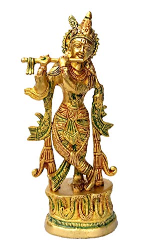 StonKraft Brass Krishna Kishan Kanha Murti Idol Statue Sculpture - 9" Inches