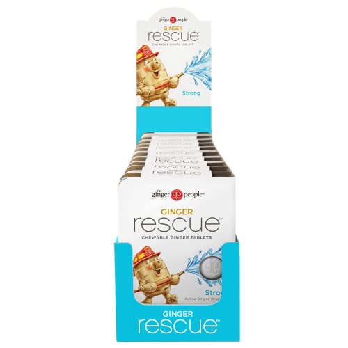 Ginger Rescue Chewable Tablets by The Ginger People – Drug Free Digestive Health, Chewable Tablets, Strong Ginger Flavor, 0.55 Oz, 24 Tablets, (Pack of 1)