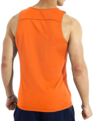 EZRUN Men's Quick Dry Sport Tank Top for Bodybuilding Gym Athletic Training Tank(Orange XXL)