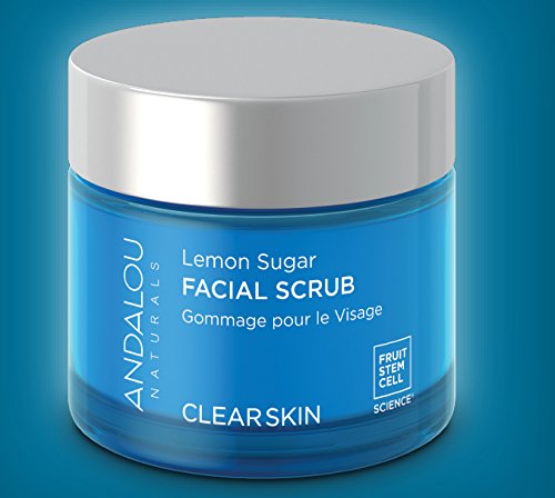 Andalou Naturals Lemon Sugar Facial Scrub, 1.7 oz., Gently Exfoliates and Cleanses for a Clearer, Brighter, and Balanced Looking Complexion, with Meyer Lemons and Manuka Honey